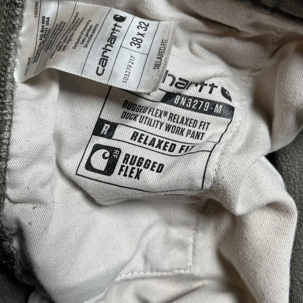 Carhartt Rugged Flex Relaxed Fit Duck Utility Black Work‎ Pant BN3279-M 38x32